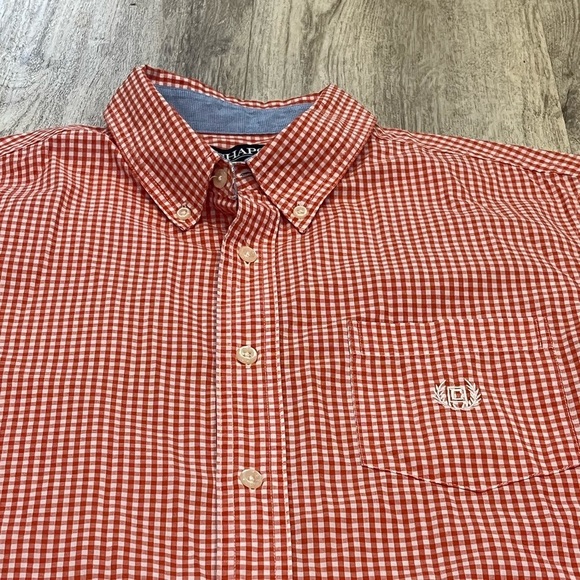 Chaps Men's Orange and white Checkered Shirt Large slim - Picture 3 of 4